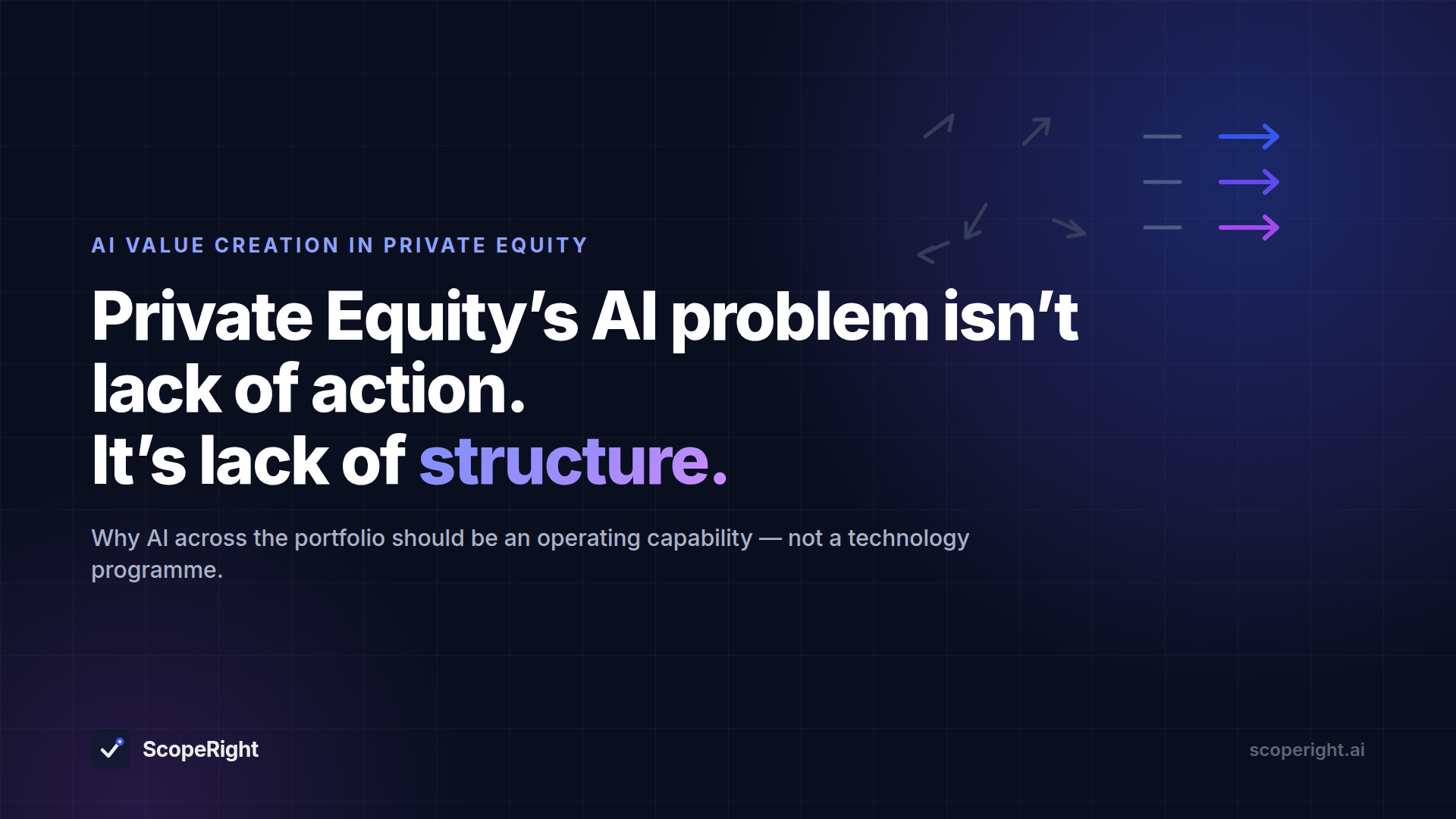 Private Equity's AI problem isn't lack of action — it's lack of structure. Why AI across the portfolio should be an operating capability, not a technology programme.